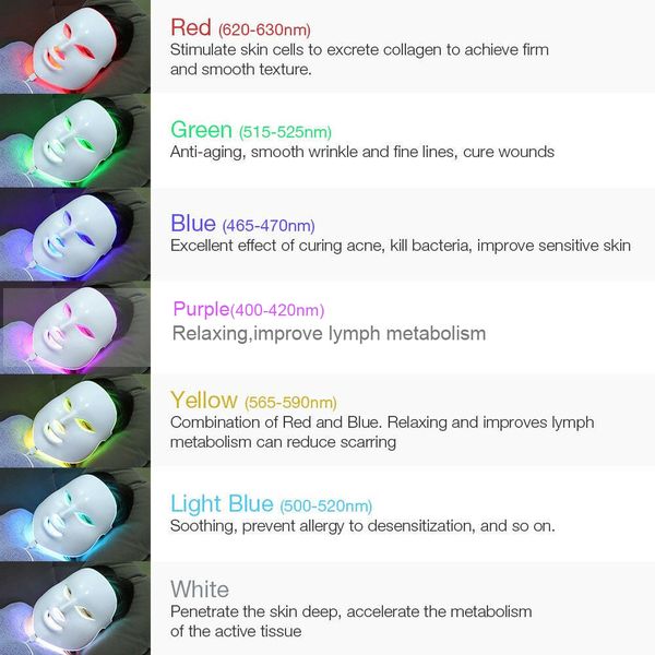 

7 colors led therapy anti aging led pn mask acne pimple wrinkles reduce whitening moisturizing skin care beauty machine tool perfections