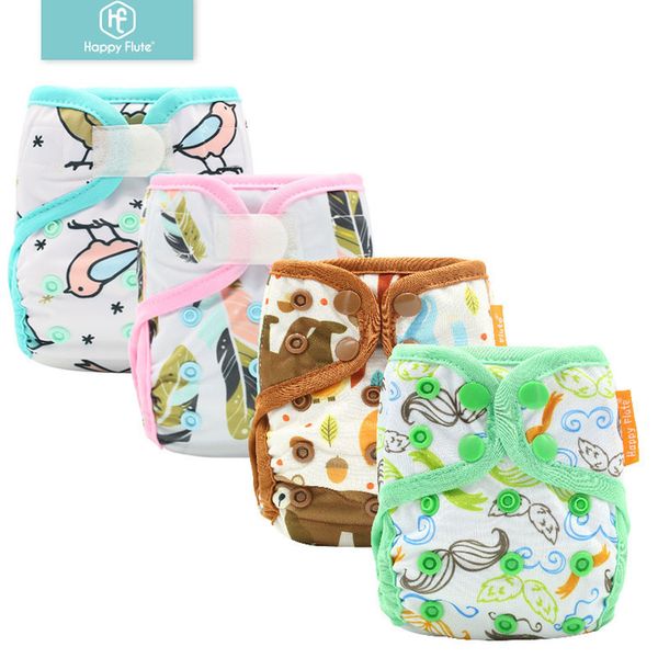 

happyflute newborn print pul design snap or hook&loop eco-friendly cloth diaper baby cover