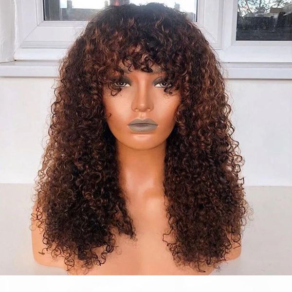 

ombre 1b brown 13x6 lace front human hair wigs baby hair brazilian full lace wigs with bangs blonde curly 360 lace fringe wig, Black