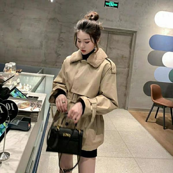 

fashionable warm cotton liner parkas coat winter jacket women adjustable waist turn-down collar jacket parka 2021 new q3161, Black