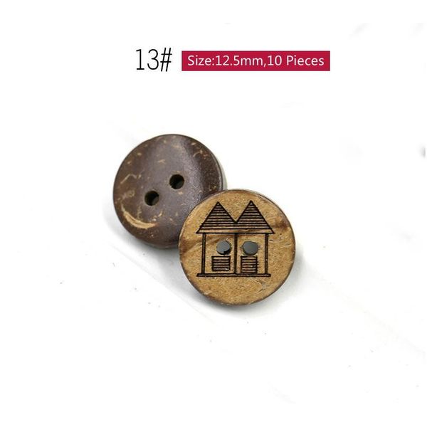 

jod 12.5mm 10pcs lot natural coconut buttons wood retro buckle shirt knot baby diy handmade material laser animals bbyxxx, Blike;white