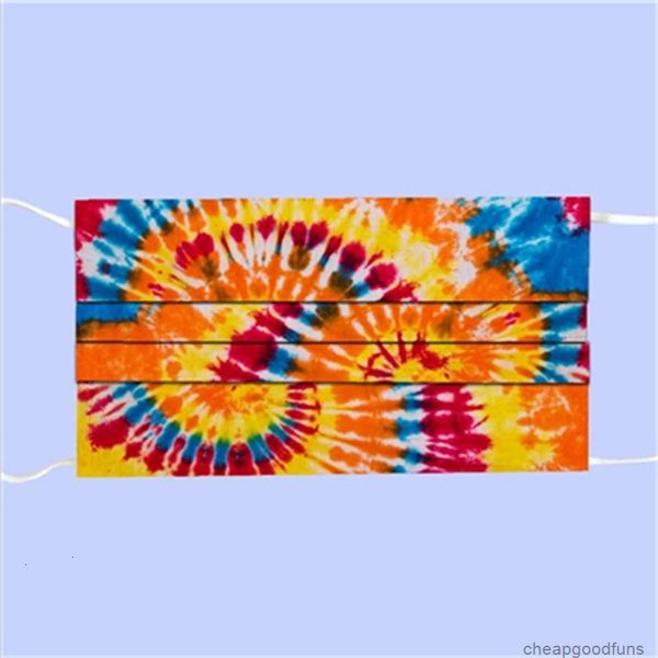 

u3hzvstock three layers of tie-dyed disposable us face mask colorful protective with melt-spray personalized printing party masks 5