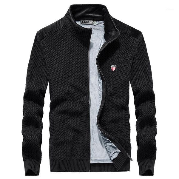 

winter sweater men thick warm fleece wool lining sweater cardigan man long sleeve stand collar sweatercoat men's clothing -xxxl1, White;black