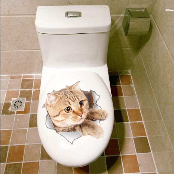 

cats 3d wall sticker toilet stickers hole view vivid bathroom for home decoration animals vinyl decals art sticker poster