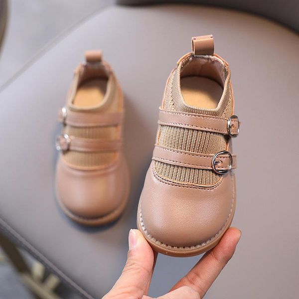 

2020 autumn and winter new luxury design baby leather shoes super classic retro style little girl leather shoes ing, Black;grey