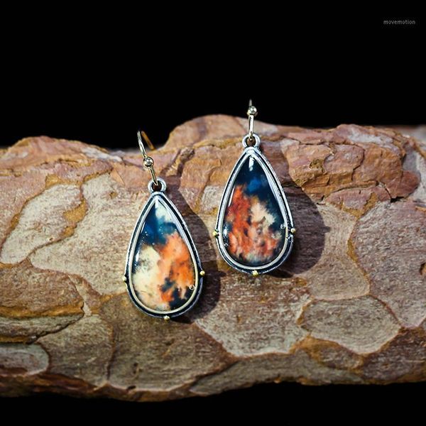 

retro bohemian resin drop earring fashion geometry tribal red color rendering colorful drop shape earring ladies jewelry1, Silver