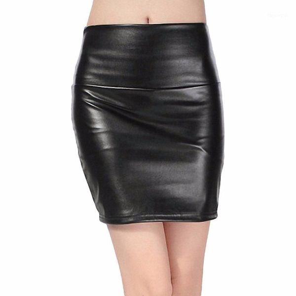 

2020 spring autumn fashion women skirts pu faux leather skirts tight stretch female short pencil mini skirt saias femininas1, Black