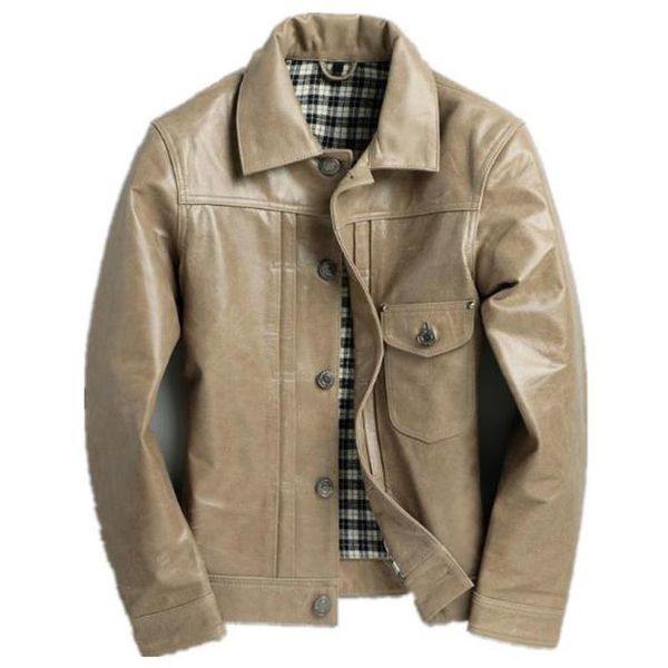 

casual fashion cowhide dress suit blazer coat for men wedding jackets genuine leather jacket grid pattern inside overcoat 5xl, Black