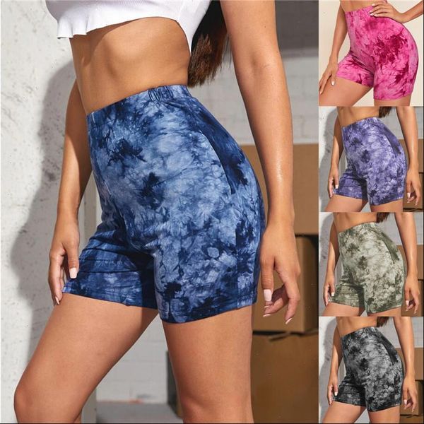 

women tie dye sport cycling biker shorts lady high waist bodycon stretchy casual shorts gym fitness short pants, White;black