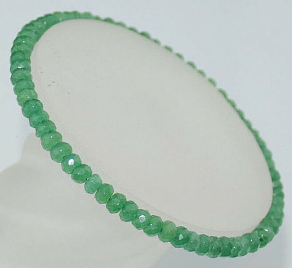

beautiful 2x4mm faceted green aventurine rondelle jade gemstones bracelets 7inch, Black