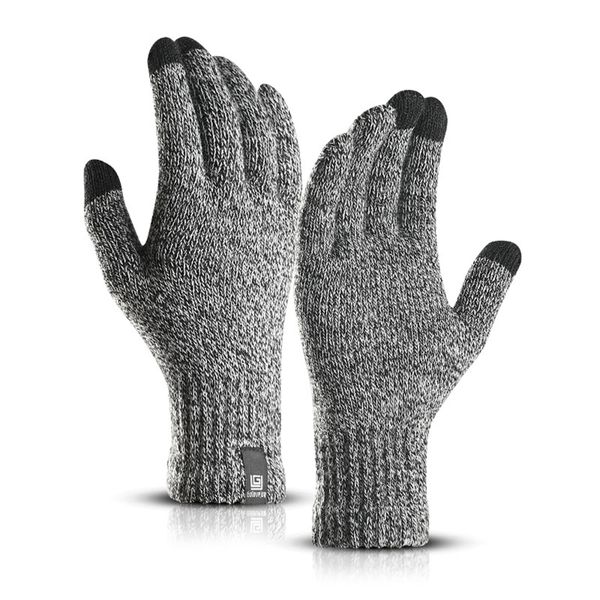 

winter outdoor sports running warm touch screen full finger for men and women knitted magic gloves, Blue;gray