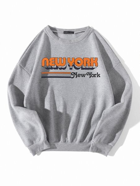 

letter graphic drop shoulder thermal sweatshirt 46bc#, White;black