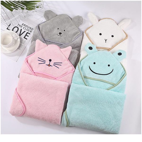 

baby poncho bath towel bebe toalla velvet 90*90cm fleece hood infant towels blanket newborn baby hooded towel infant ba wmtlyx