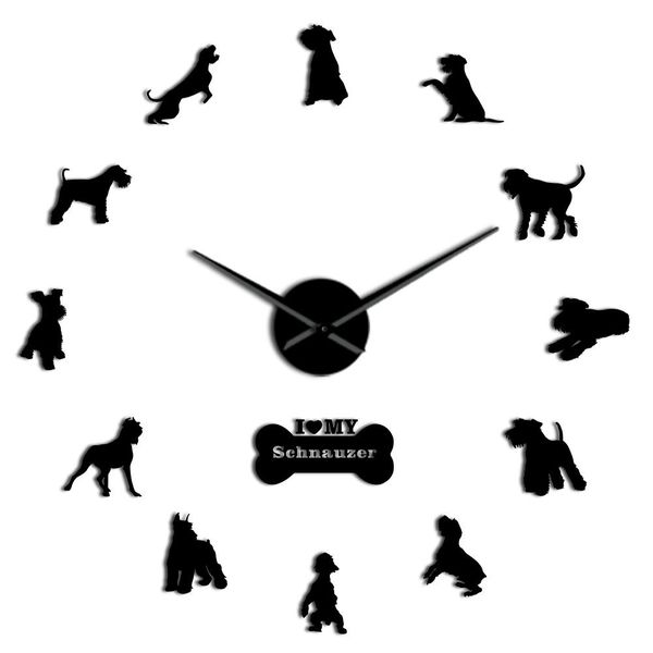

i love my schnauzer dog breeds diy large wall clock schnauzer dog decorative stickers watch pet vet wall decor dog oweners gifts bbyyzu