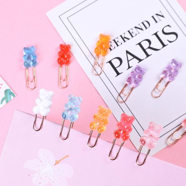 

2pcs lot kawaii colorful bear paper clip decorative bookmark binder file clips school office stationery accessories qyljjw mywjqq