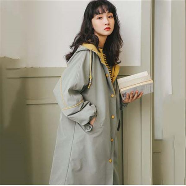 

fashion chic thick jacket women's autumn winter coat korean 2019 new spring long windbreaker coats women hooded outerwear x370, Tan;black