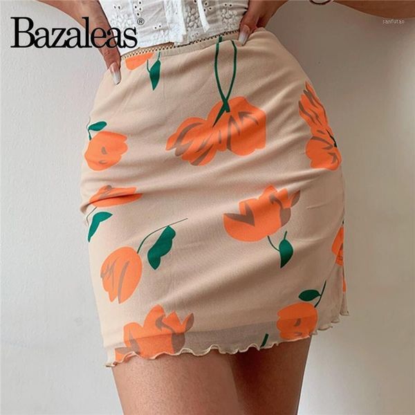 

bazaleas vintage mesh women mini skirt fashion pencil skirts 2020 elegant tulip print women a line skirt1, Black