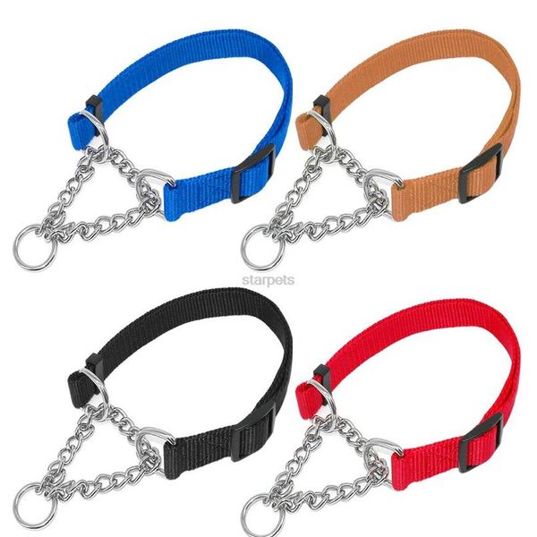 

1.0\" wide nylon plain color dog pet choke chain training collar 4 colors 16-29\" ad bbyazp