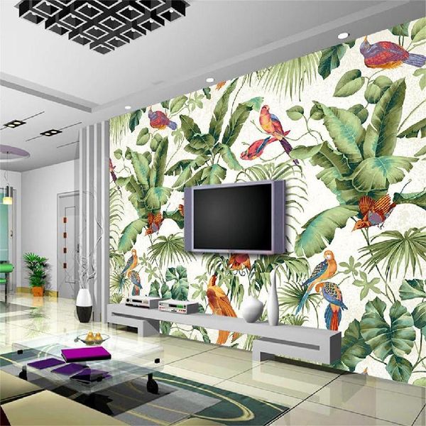 

dropship custom mural retro minimalist oil painting green flowers wallpaper living room bedroom tv backdrop wallpaper mural