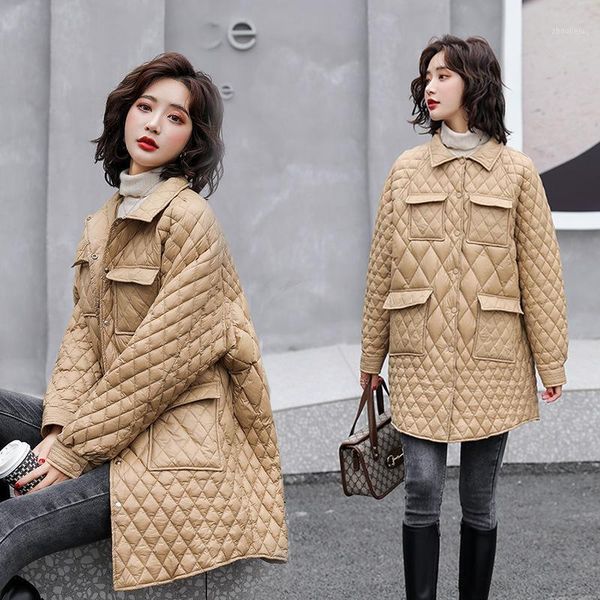 

long down jacket whom the new 2020 fashion diamond lattice 90 han edition of the shirt white duck down winter coat1, Black