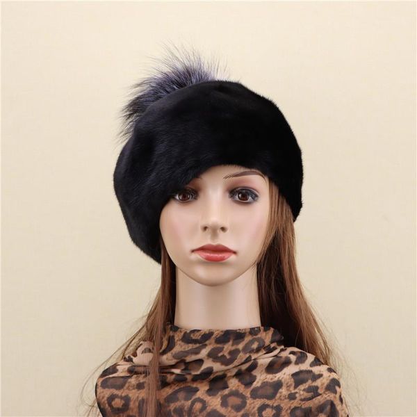 

new product whole skin mink beret head ball female winter warm mink velvet fur fashion imported whole hat new1, Blue;gray