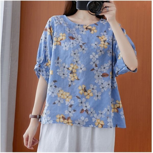 

twzk6 короткие девушки одевают лето 2020 нового большой пеньки возраст рукав футболку с рыхлым и тонкой печатью верхнего сокращения хлопка c, White