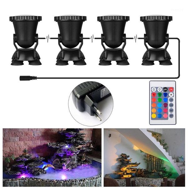 

4pcs rgb 36 led underwater light remote control submersible lights for pond tank aquarium landscape lamp fish water bio-lighting1