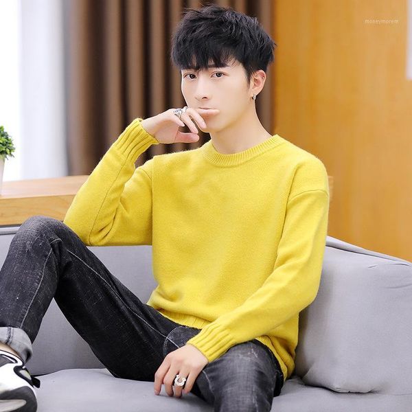 

men's sweaters long sleeve sweater men purple khaki black blue o-neck winter white yellow red solid thick pullovers casual mens sweater, White;black