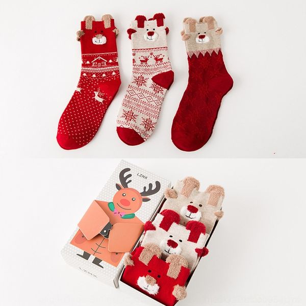 

8q608 19 autumn and national boxed winter new socks cartoon christmas christmas socks gift leisure national box women's socks 3d gtjmb, Black