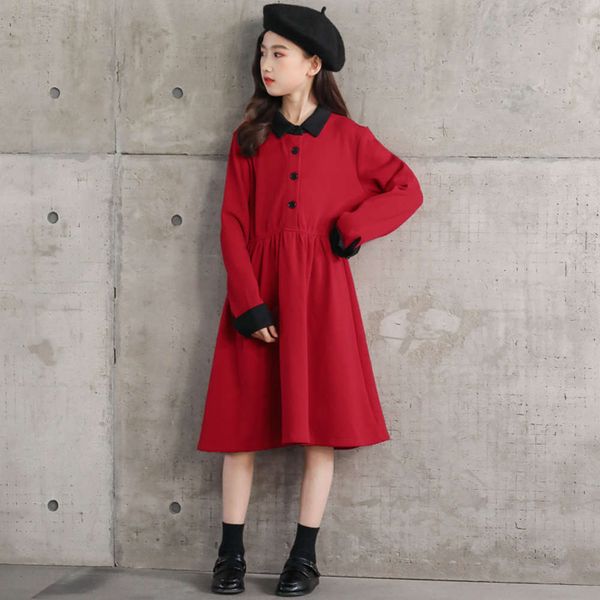 

autumn and winter korean girls' 2020 red plush thickened contrast color waist close slim versatile casual drs, Red;yellow