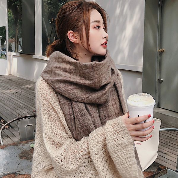 

soft british new style plaid cashmere scarf in autumn and winter, Blue;gray
