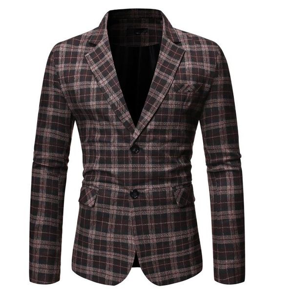 

men's suits & blazers 2021 autumn products men casual fashion plaid two grain of single breasted suit jacket 9762, White;black