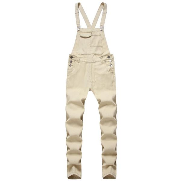 

men's jeans 2021 sling denim jumpsuit slim casual shoulder strap, Blue