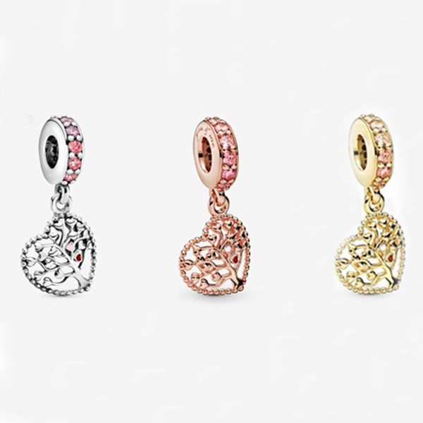 

fits pandora bracelets 20pcs fashion heart crystal tree of life silver charms bead charm beads for wholesale diy european sterling necklace, Black
