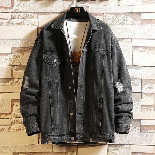 

2021 new denim jeans autumn spring fashion male jackets outward clothes of large dimensions 58h2, Black;brown