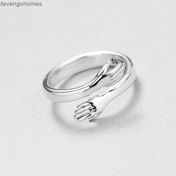 

a silver embracing opening adjustable size of korean temperament couple ring jewelry