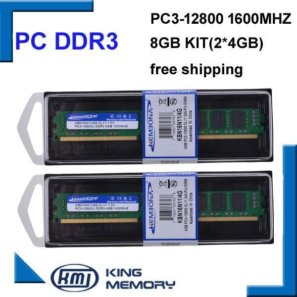 

rams kembona brand longdimm heat sink memory ram for deskcomputer ddr3 8gb 8g 1600mhz (kit of 2,2x 4gb) pc3-12800 1600