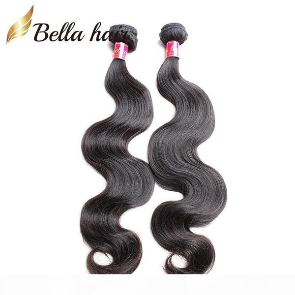 

cambodian european mongolian virgin human hair weave natural color body wave weft remy human hair bundles 8"-30" 2pc lot bellahair, Black