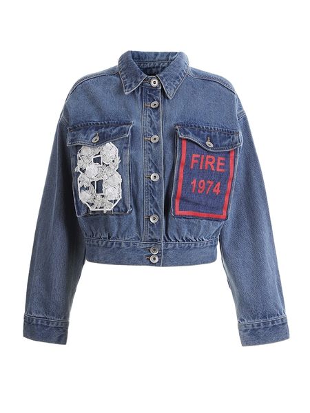 

2021 new bf denim short jacket, heavy embroidery, autumn new big pocket female style 9pwh, Black;brown