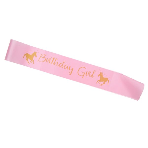 

birthday girl satin sash with unicorn for princess girls birthday party