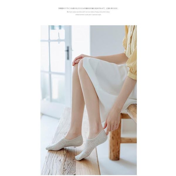 

5 pairs/set women sile non-slip invisible socks summer solid color mesh ankle boat socks female cotton slipper no sh qylpjo, Black