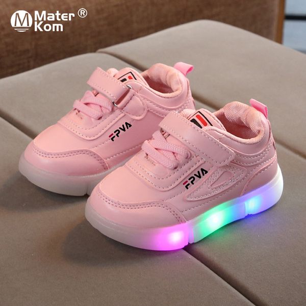 

size 21-30 children led light up baby glowing toddler shoes non-slip luminous for boys girls sneakers with lights, Black