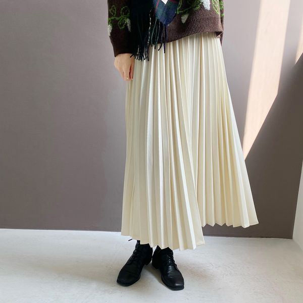 

2021 new spring high waist pure color autumn knitted a-line long chic women casual skirt jupe femme saia 0pzl, Black