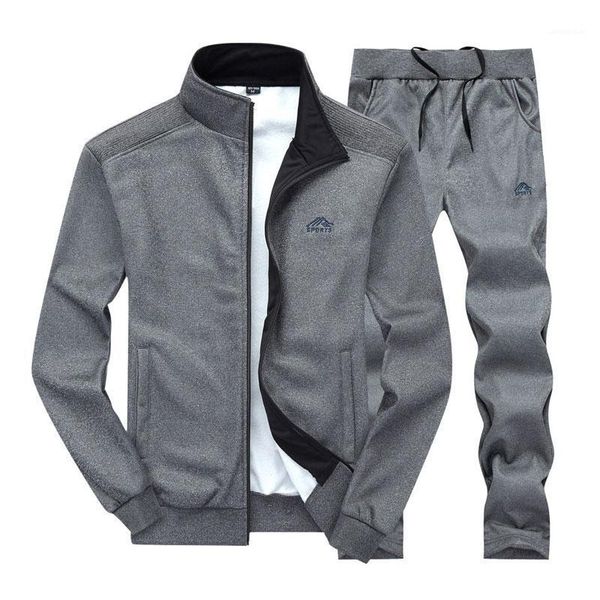 

tracksuits men sweatershirt + pant casual sets spring autumn 2 piece outfits male sport jogging outwear sweatpant suit clothing1, Gray