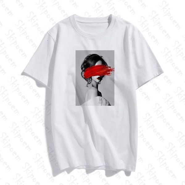 

fashion lovely personality woman nordic vintage art t shirt lady harajuku short sleeve cotton streetwear clothes, White