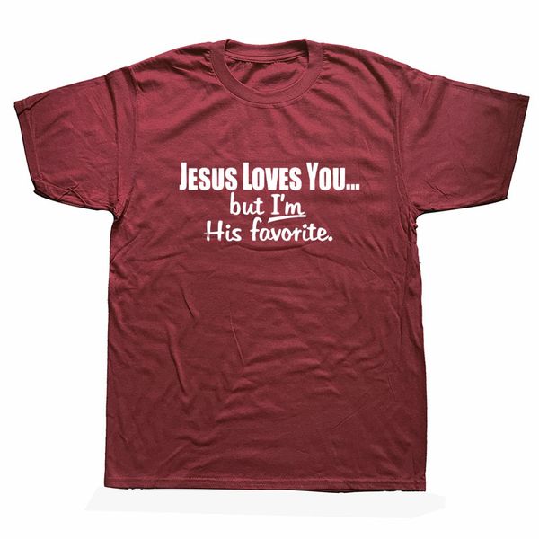 

funny new jesus loves you but i'm his favorite men cotton short sleeve christian religion god camiseta hoodie designers t shirts sweats
