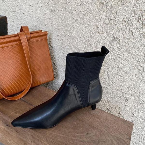 

boots women new 2020 women's low shoes luxury designer booties ladies winter footwear ankle pointy fashion rubber med, Black