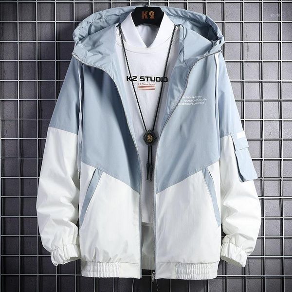 

men's jackets 2021 spring and autumn clothes men jacket size 3xl outwear hooded coat slim parka fashion printed streetwear1, Black;brown