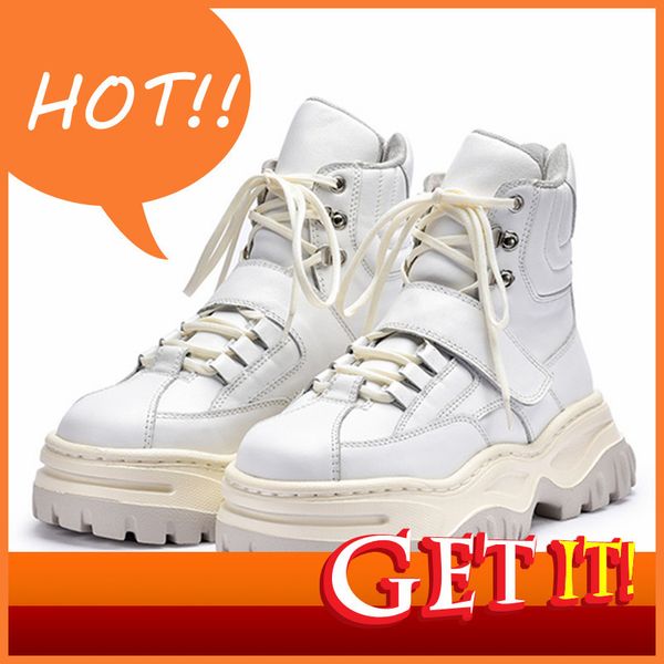

female ankle rent up to sneakers platform creepers riding ladies flat shoes women rubber boots ylxx, Black