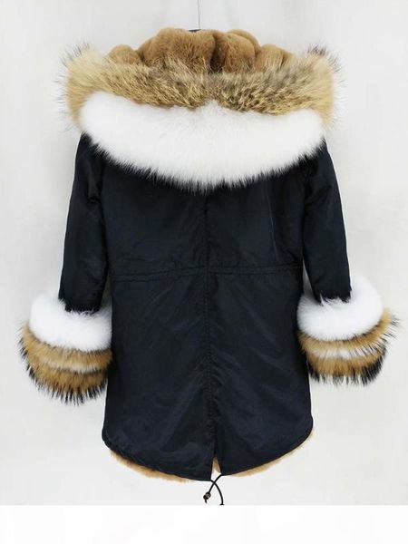 

waterproof long parka winter jacket women real fur coat natural fur raccoon collar thick warm streetwear detachable new, Black